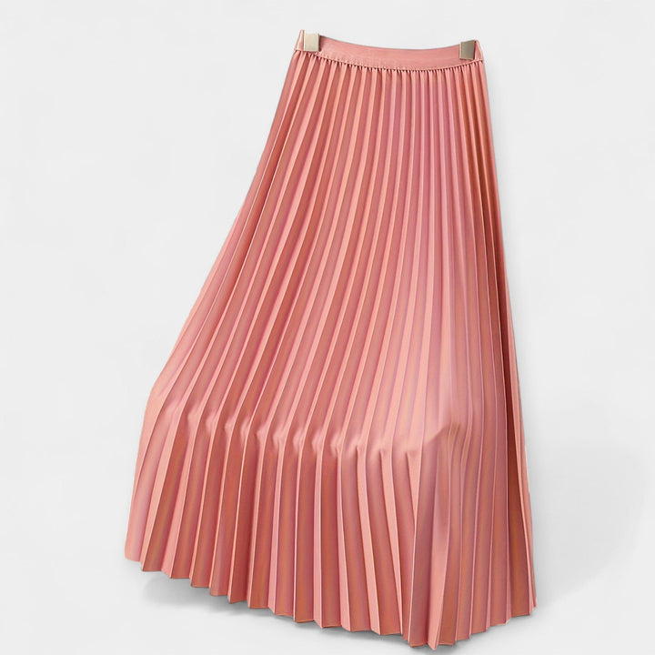 Karolína Sofistikovaná Dlouhá Saténová Plisovaná Sukně