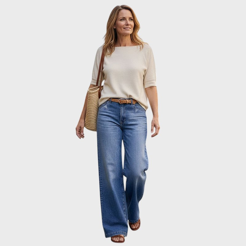 Elisa | Džíny se širokými nohavicemi a detailními hvězdami