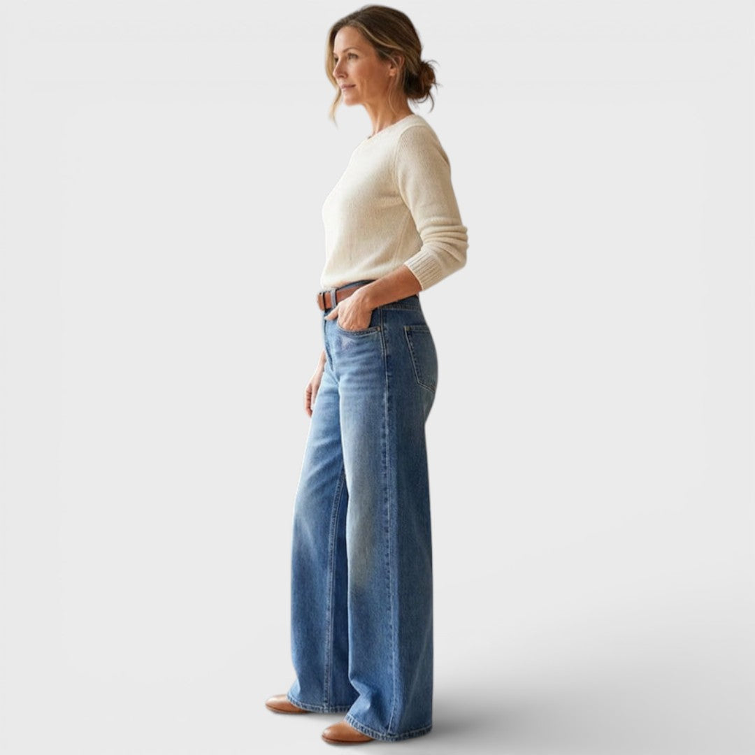 Mojmíra | Dámské vintage vysoké džíny s širokými nohavicemi