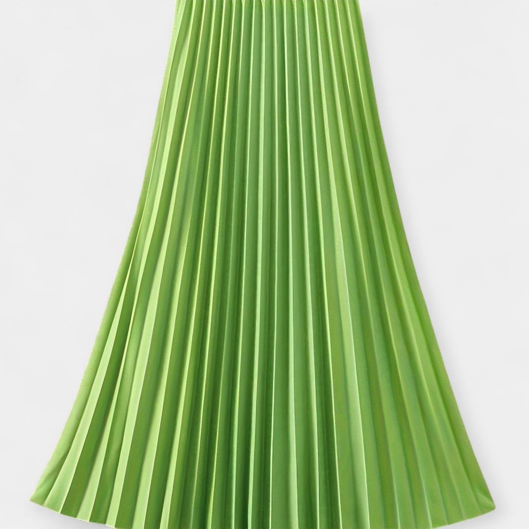 Karolína Sofistikovaná Dlouhá Saténová Plisovaná Sukně