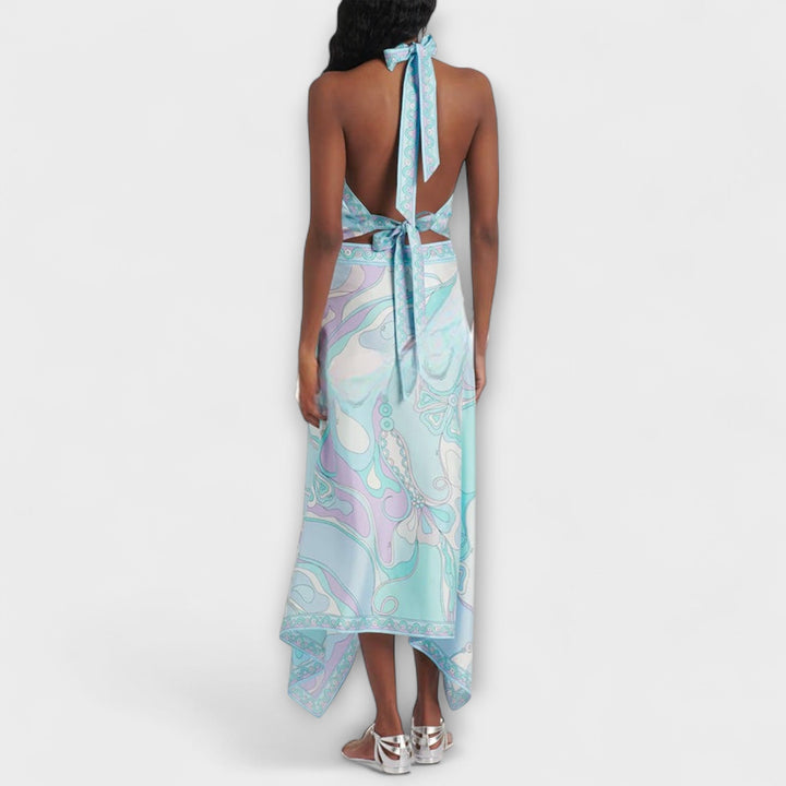 Everly - Sada halter topu a asymetrické midi sukně