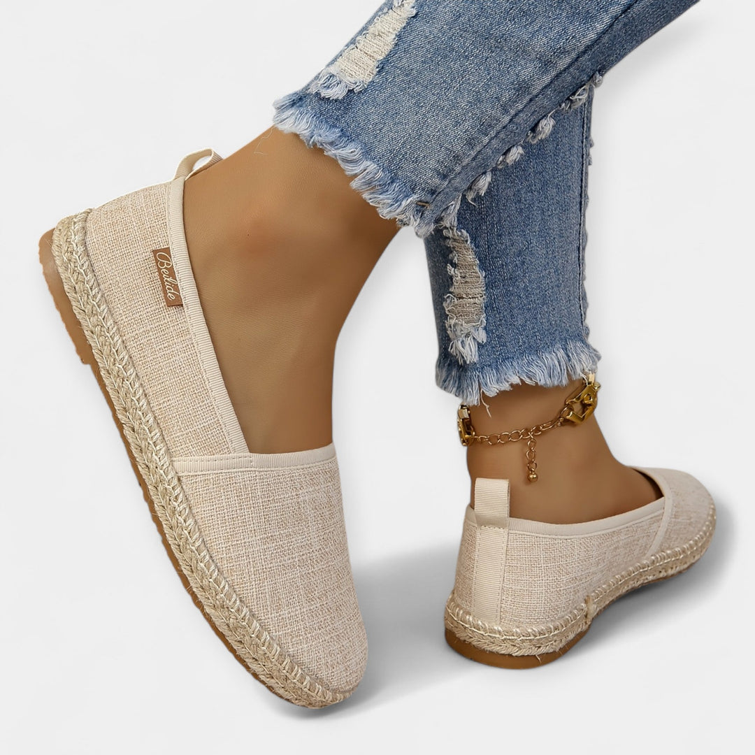 Sofie Elegantní Mokasíny Lněné Protiskluzová Podešev